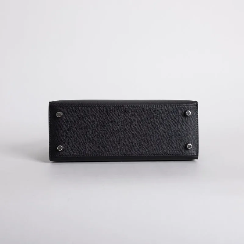 KELLY 25 EPSOM LEATHER NOIR (BLACK) WITH PALLADIUM HARDWARE (PHW) - 5
