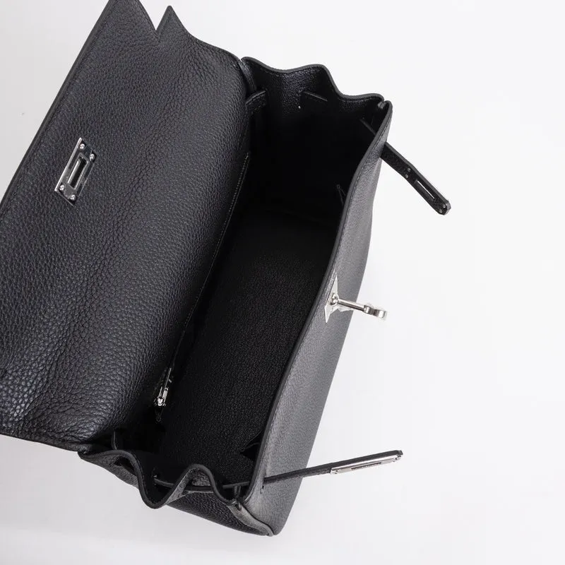 KELLY 25 TOGO LEATHER NOIR (BLACK) WITH PALLADIUM HARDWARE (PHW) - 3