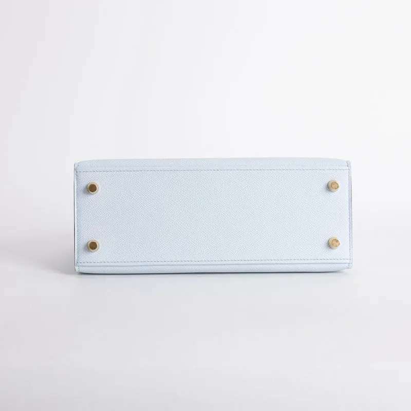 KELLY 25 EPSOM LEATHER BLEU BRUME WITH GOLD HARDWARE (GHW) - 4