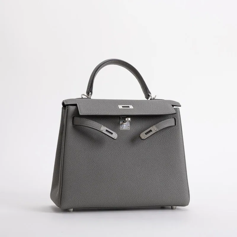 KELLY 25 TOGO LEATHER GRIS MEYER WITH PALLADIUM HARDWARE (PHW) - 3
