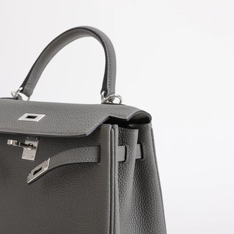 KELLY 25 TOGO LEATHER GRIS MEYER WITH PALLADIUM HARDWARE (PHW) - 5