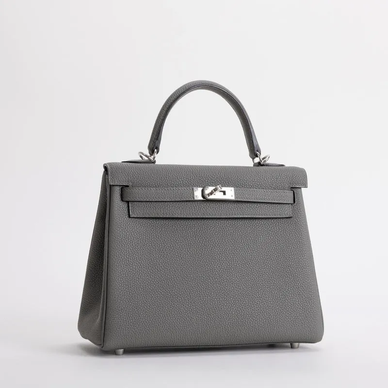 KELLY 25 TOGO LEATHER GRIS MEYER WITH PALLADIUM HARDWARE (PHW) - 2