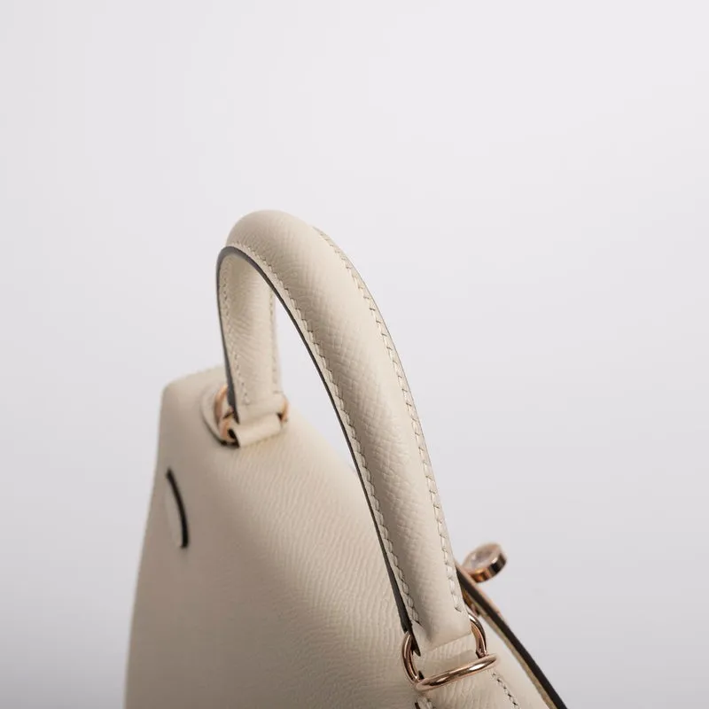 KELLY 25 EPSOM LEATHER NATA WITH ROSE GOLD HARDWARE (RGHW) - 4