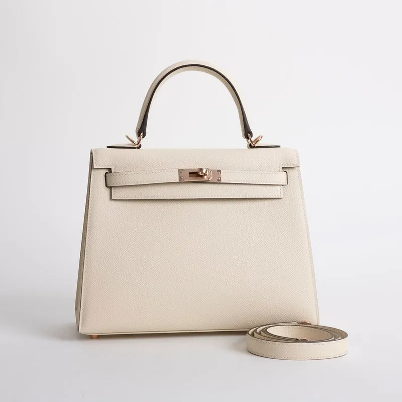 KELLY 25 EPSOM LEATHER NATA WITH ROSE GOLD HARDWARE (RGHW) - 2
