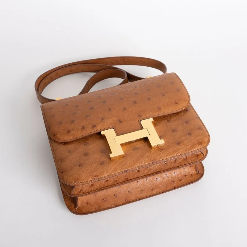 CONSTANCE 24 OSTRICH LEATHER COGNAC WITH GOLD HARDWARE (GHW) - 5