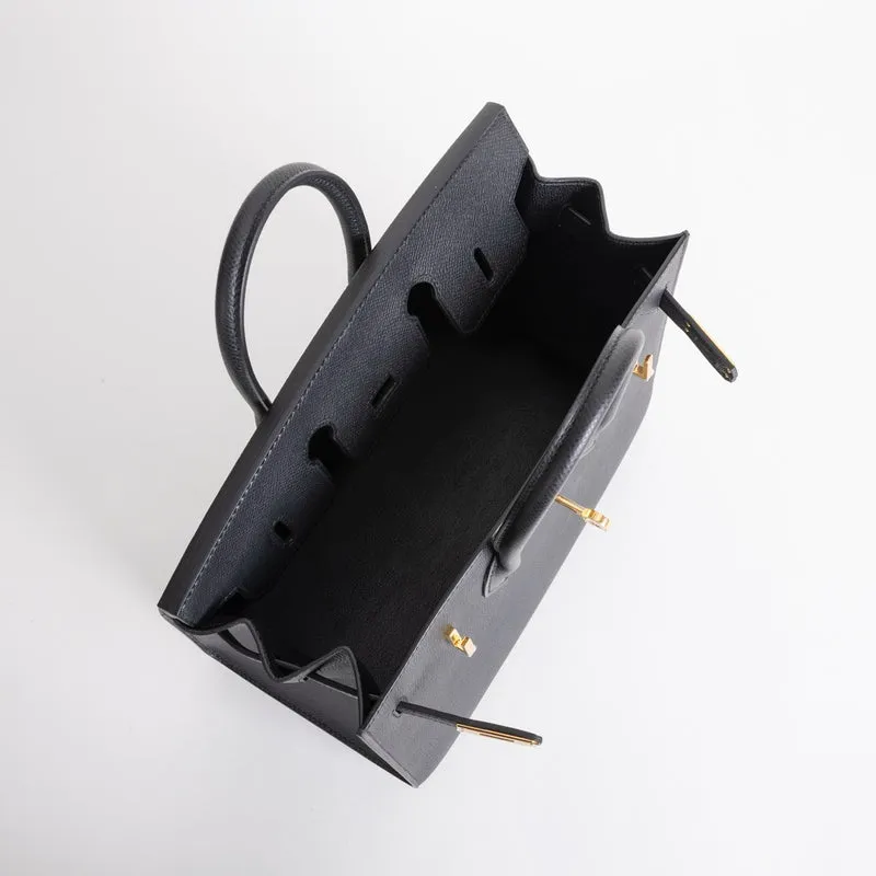 BIRKIN 25 EPSOM LEATHER (SELLIER SHAPE) NOIR (BLACK) WITH GOLD HARDWARE (GHW) - 3
