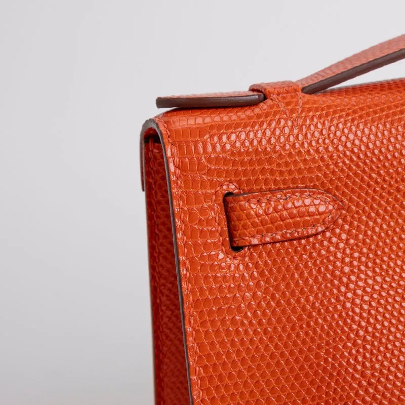 KELLY POCHETTE LIZARD LEATHER ORANGE WITH PALLADIUM HARDWARE (PHW) - 6