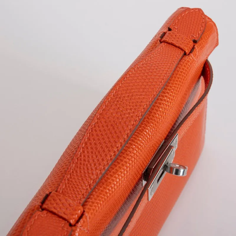 KELLY POCHETTE LIZARD LEATHER ORANGE WITH PALLADIUM HARDWARE (PHW) - 5