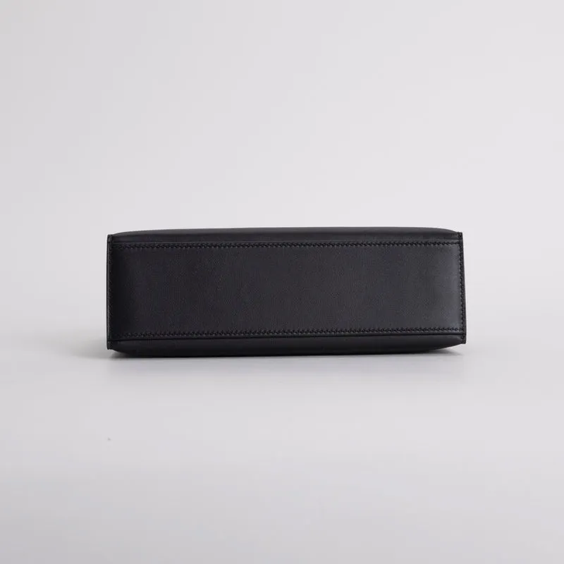 KELLY POCHETTE SWIFT LEATHER NOIR (BLACK) WITH PALLADIUM HARDWARE (PHW) - 5