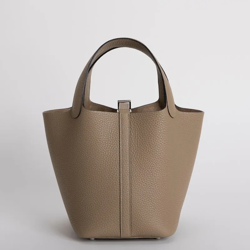 PICOTIN 18 LOCK CLEMENCE LEATHER BEIGE MARFA WITH PALLADIUM HARDWARE (PHW) - 3