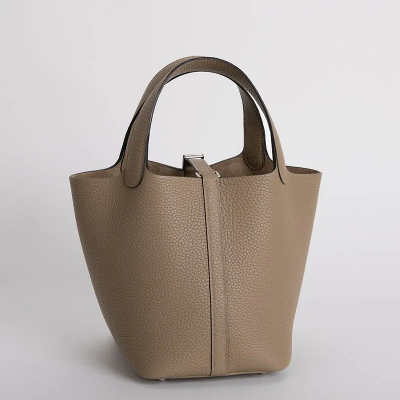 PICOTIN 18 LOCK CLEMENCE LEATHER BEIGE MARFA WITH PALLADIUM HARDWARE (PHW) - 4