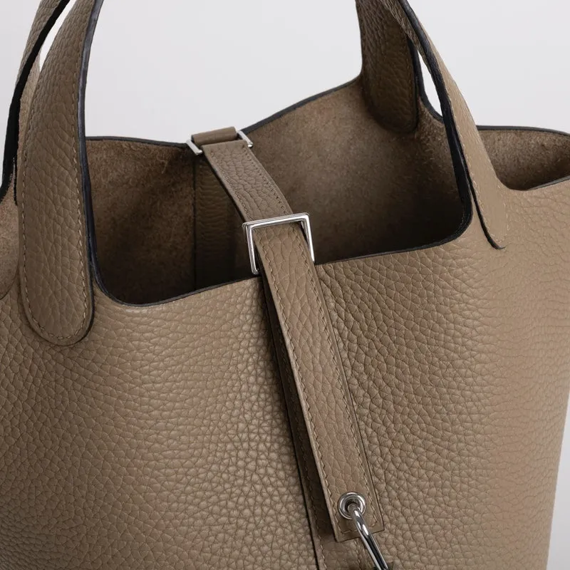 PICOTIN 18 LOCK CLEMENCE LEATHER BEIGE MARFA WITH PALLADIUM HARDWARE (PHW) - 5