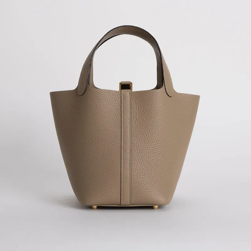PICOTIN 18 LOCK CLEMENCE LEATHER BEIGE MARFA WITH GOLD HARDWARE (GHW) - 2
