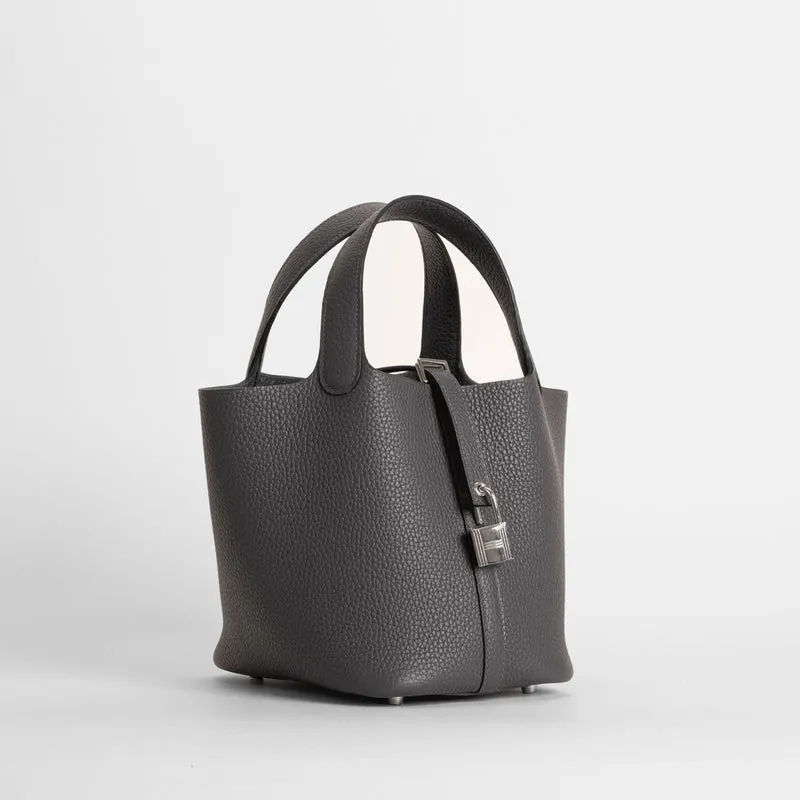 PICOTIN 18 LOCK CLEMENCE LEATHER GRAPHITE WITH PALLADIUM HARDWARE (PHW) - 2