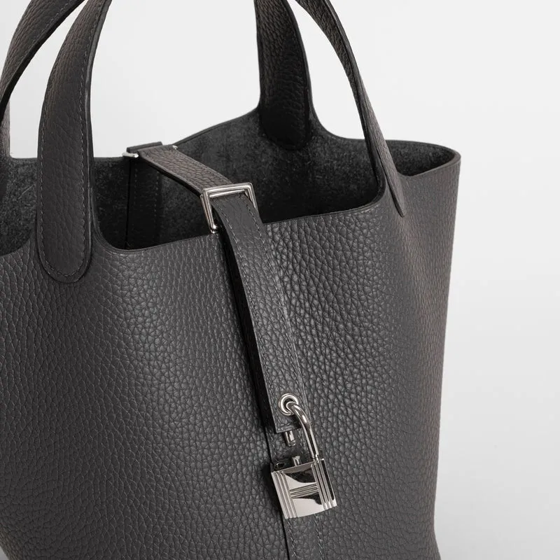 PICOTIN 18 LOCK CLEMENCE LEATHER GRAPHITE WITH PALLADIUM HARDWARE (PHW) - 4