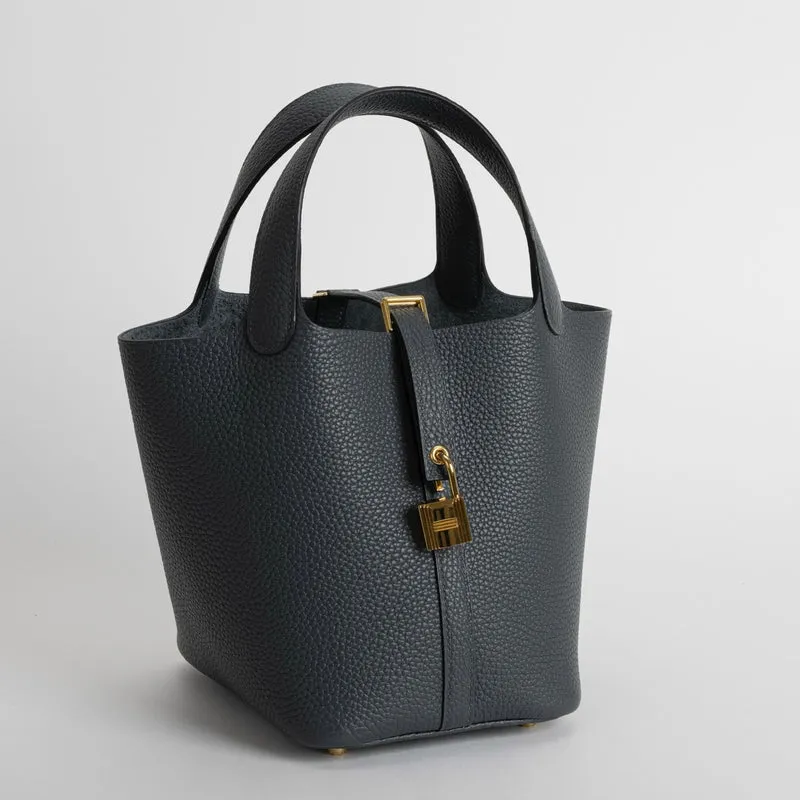 PICOTIN 18 LOCK CLEMENCE LEATHER GRIS MISTY WITH GOLD HARDWARE (GHW) - 2