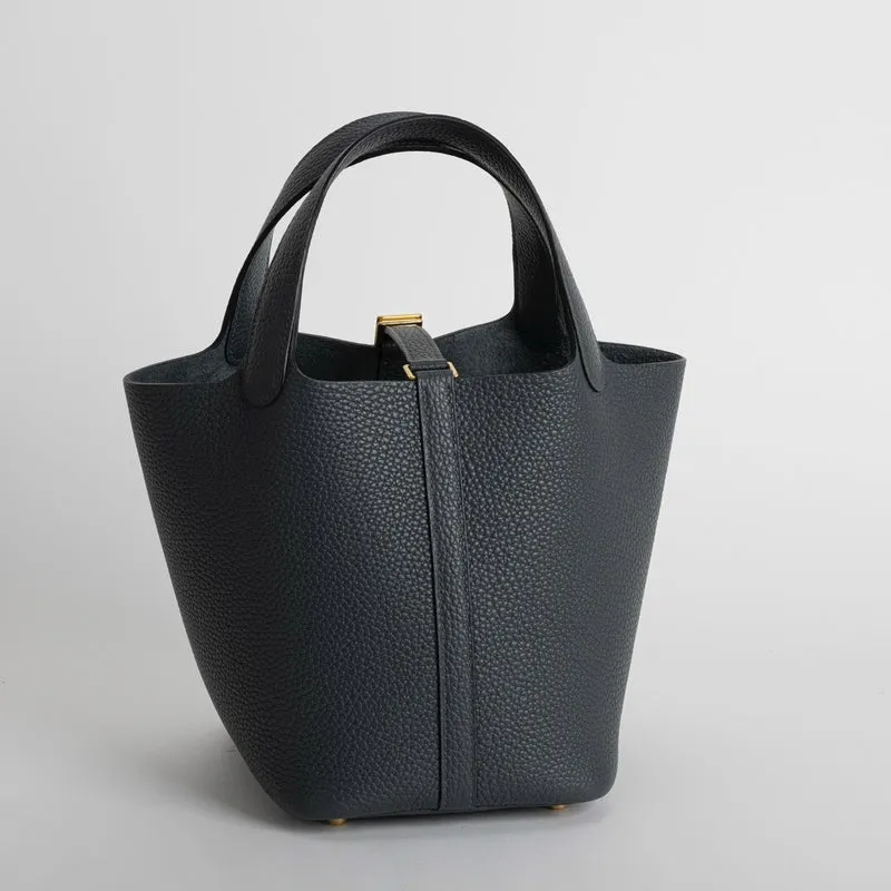 PICOTIN 18 LOCK CLEMENCE LEATHER GRIS MISTY WITH GOLD HARDWARE (GHW) - 3