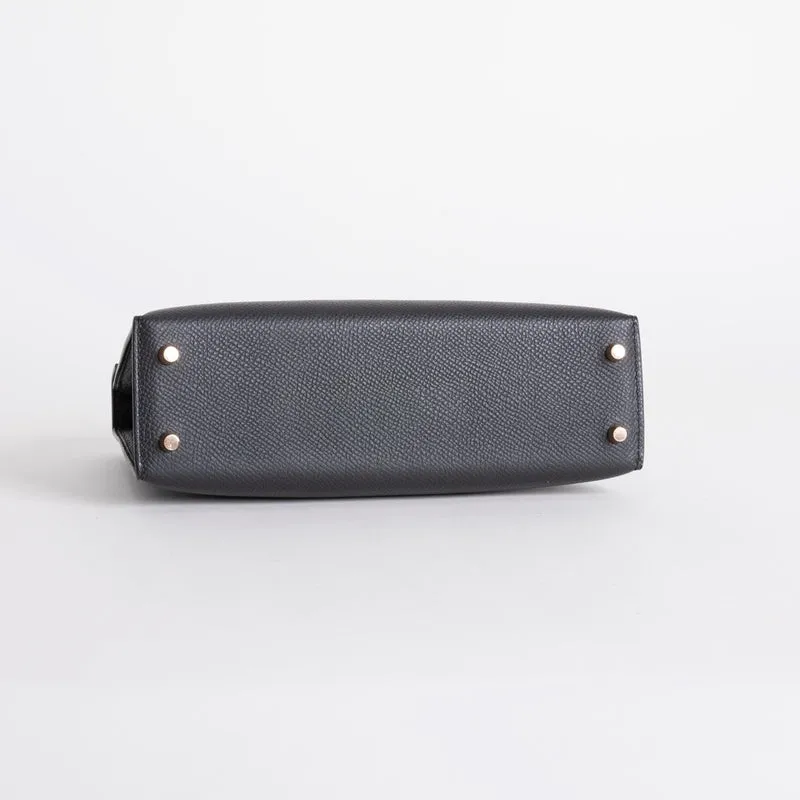 MINI KELLY II (20) EPSOM LEATHER NOIR (BLACK) WITH ROSE GOLD HARDWARE (RGHW) - 6