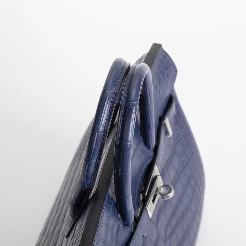 BIRKIN 25 MATTE MISSISSIPPIENSIS ALLIGATOR LEATHER BLEU DE MALTE WITH PALLADIUM HARDWARE (PHW) - 4