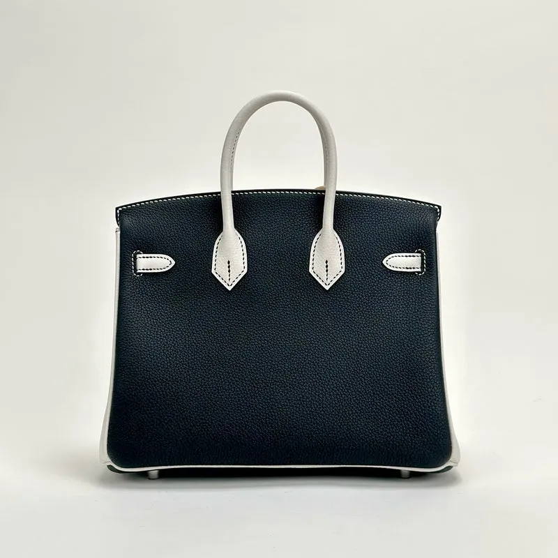 BIRKIN 25 TOGO LEATHER HORSESHOE STAMP (HSS) BI-COLOR NOIR (BLACK) & WHITE WITH PALLADIUM HARDWARE (PHW) - 2