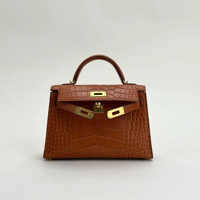 MINI KELLY II (20) MATTE MISSISSIPPIENSIS ALLIGATOR LEATHER GOLD WITH GOLD HARDWARE (GHW) - 3