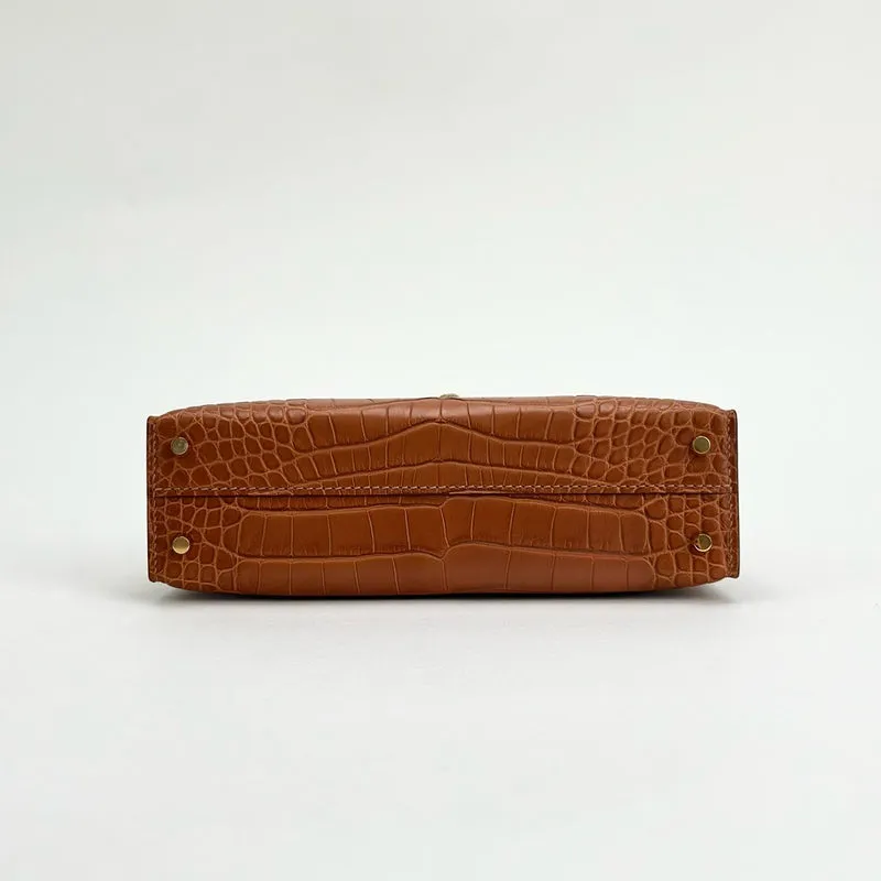 MINI KELLY II (20) MATTE MISSISSIPPIENSIS ALLIGATOR LEATHER GOLD WITH GOLD HARDWARE (GHW) - 4