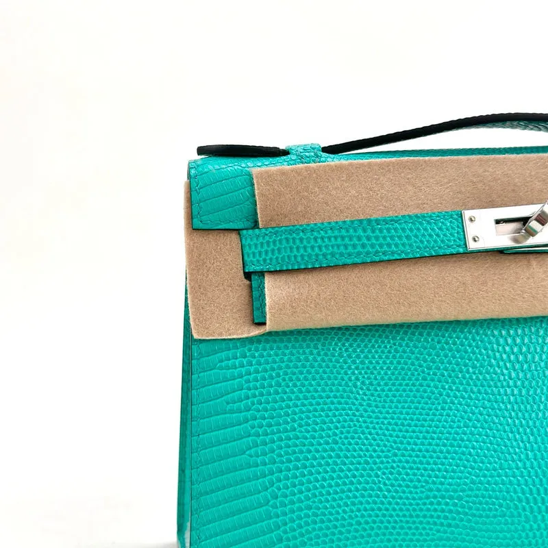 KELLY POCHETTE LIZARD LEATHER VERT VERONE WITH PALLADIUM HARDWARE (PHW) - 4