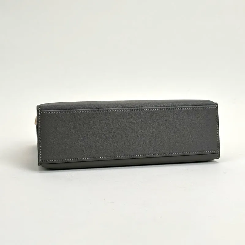 KELLY POCHETTE SWIFT LEATHER GRIS MEYER WITH PALLADIUM HARDWARE (PHW) - 5