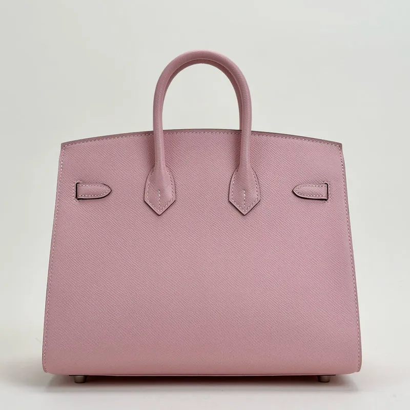 BIRKIN 25 EPSOM LEATHER (SELLIER SHAPE) ROSE SAKURA WITH PALLADIUM HARDWARE (PHW) - 3