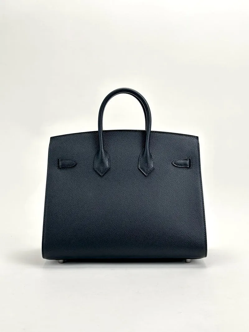 BIRKIN 25 EPSOM LEATHER (SELLIER SHAPE) NOIR (BLACK) WITH PALLADIUM HARDWARE (PHW) - 2