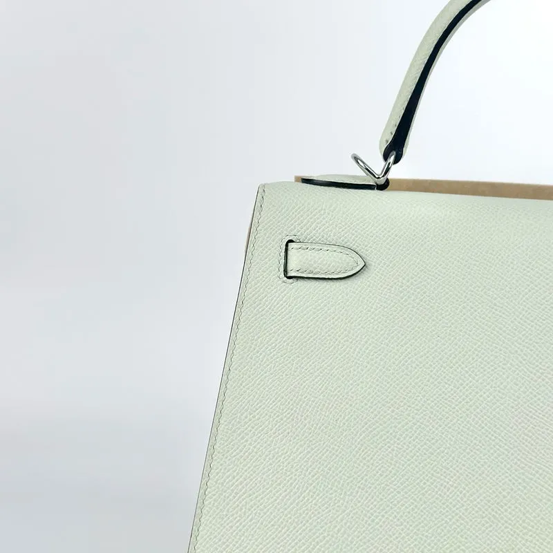 KELLY 25 EPSOM LEATHER VERT FIZZ WITH PALLADIUM HARDWARE (PHW) - 5