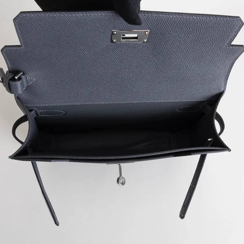 KELLY DEPECHES 25 EPSOM LEATHER ARDOISE WITH PALLADIUM HARDWARE (PHW) - 3