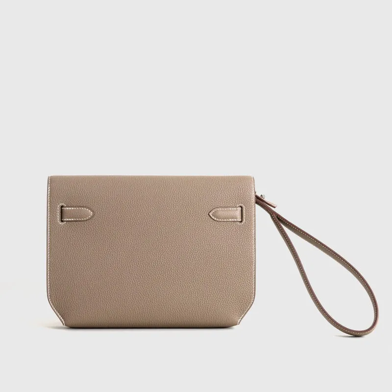 KELLY DEPECHES 25 TOGO LEATHER ETOUPE WITH PALLADIUM HARDWARE (PHW) - 2