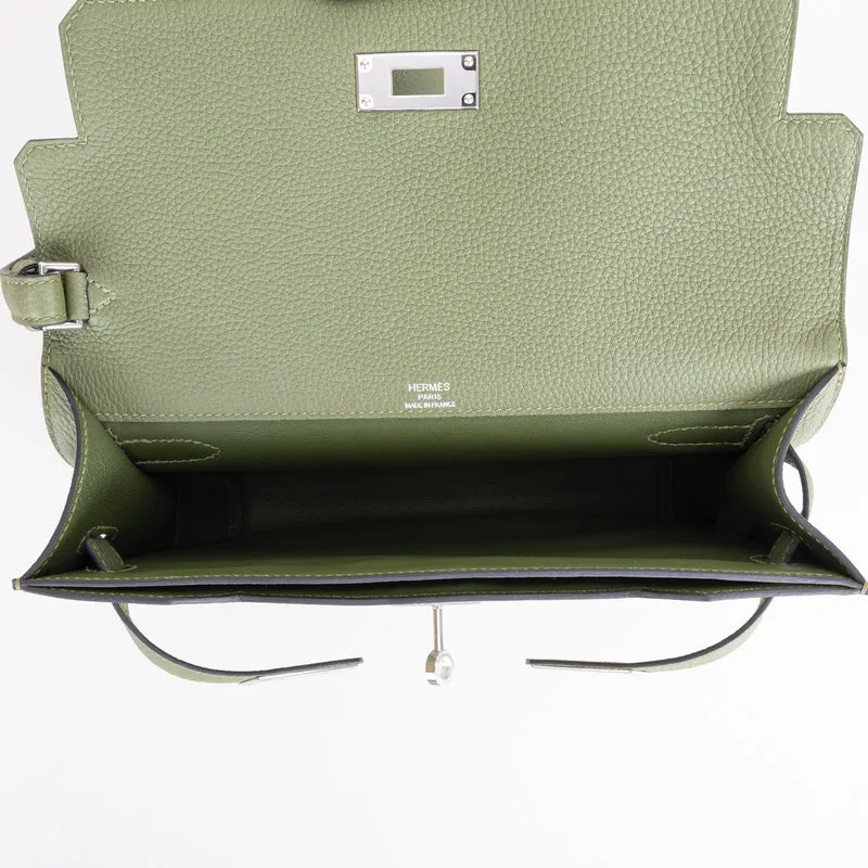 KELLY DEPECHES 25 TOGO LEATHER VERT OLIVE WITH PALLADIUM HARDWARE (PHW) - 5