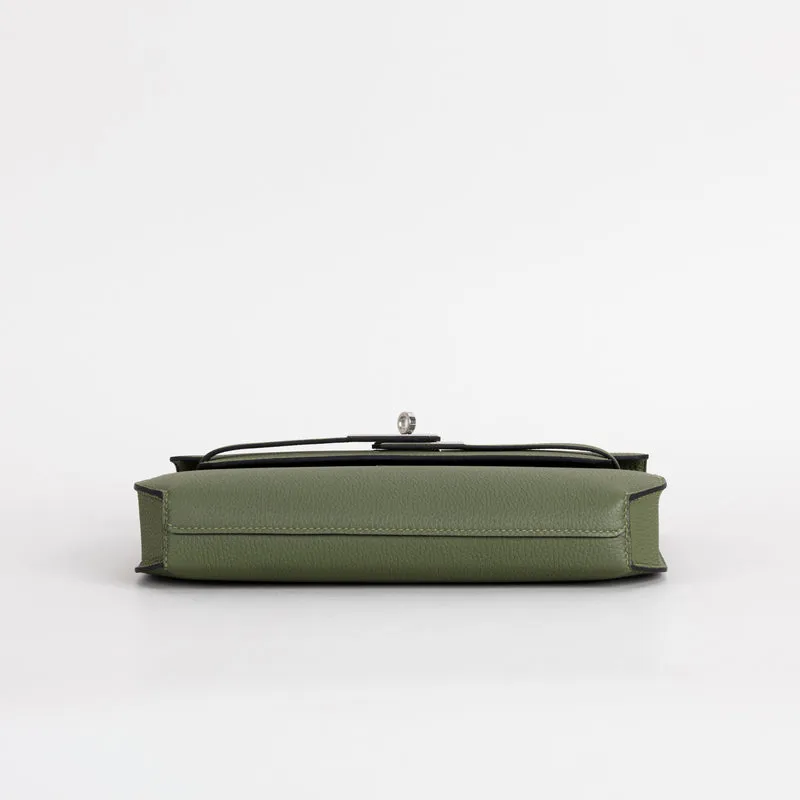 KELLY DEPECHES 25 TOGO LEATHER VERT OLIVE WITH PALLADIUM HARDWARE (PHW) - 4