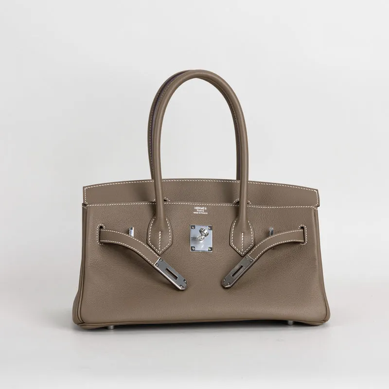BIRKIN SHOULDER 29 EVERCOLOR LEATHER ETOUPE WITH PALLADIUM HARDWARE (PHW) - 2