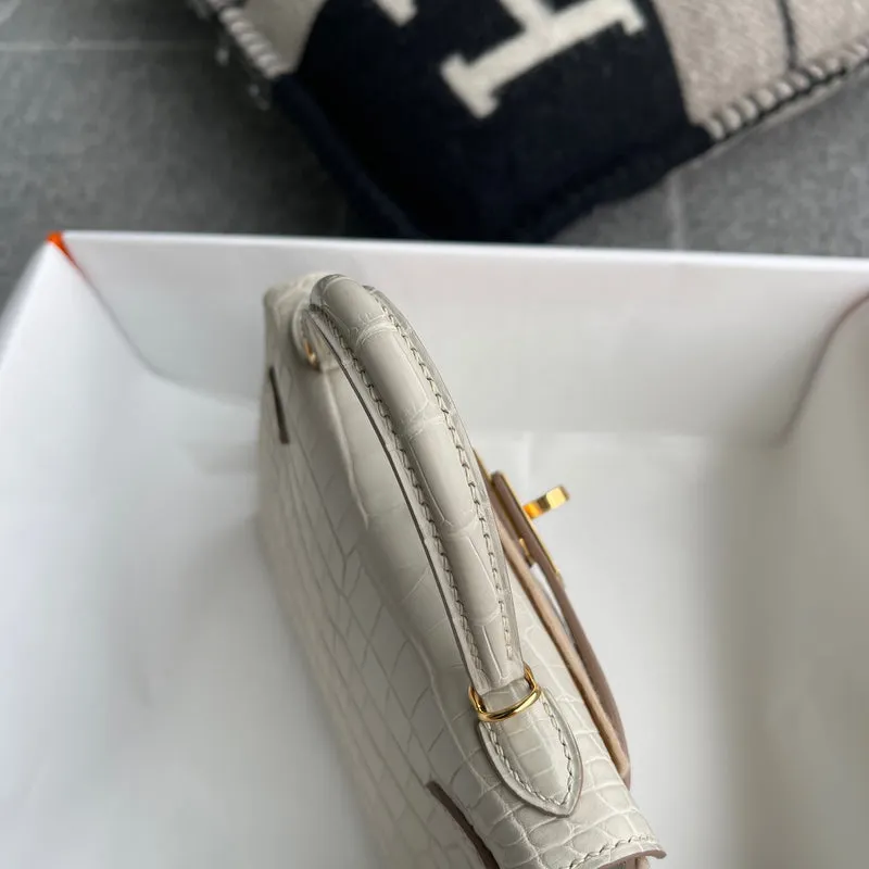 MINI KELLY II (20) MATTE MISSISSIPPIENSIS ALLIGATOR BETON WITH GOLD HARDWARE (GHW) - 4