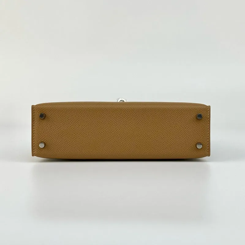 MINI KELLY II (20) EPSOM LEATHER CHAI WITH PALLADIUM HARDWARE (PHW) - 5