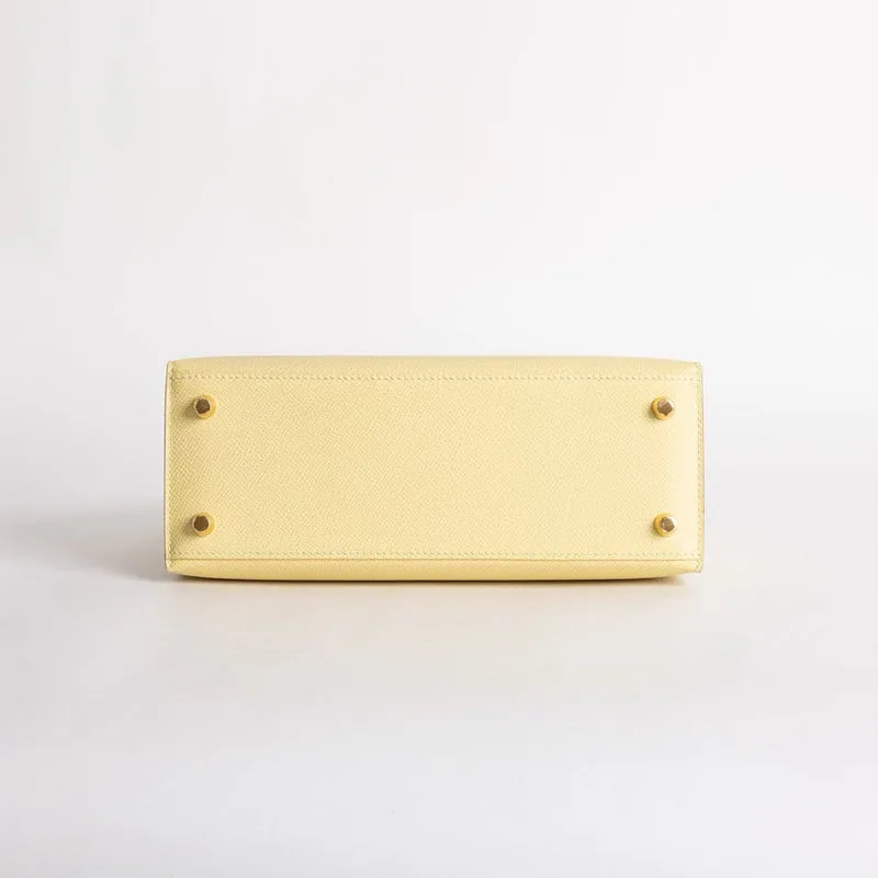 KELLY 25 EPSOM LEATHER JAUNE POUSSIN WITH GOLD HARDWARE (GHW) - 5