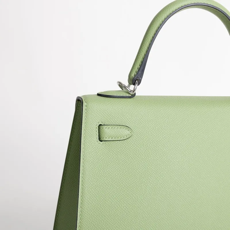 KELLY 25 EPSOM LEATHER VERT CRIQUET WITH PALLADIUM HARDWARE (PHW) - 3