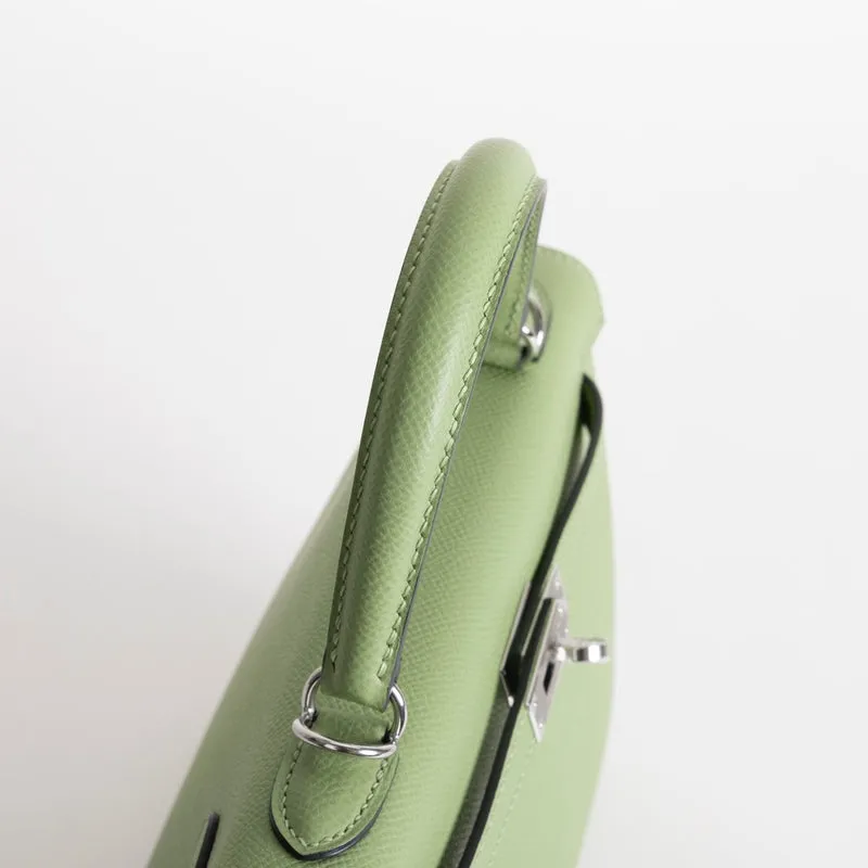 KELLY 25 EPSOM LEATHER VERT CRIQUET WITH PALLADIUM HARDWARE (PHW) - 4