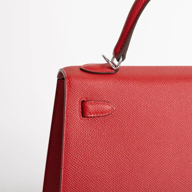 KELLY 25 EPSOM LEATHER ROUGE CASAQUE WITH PALLADIUM HARDWARE (PHW) - 4