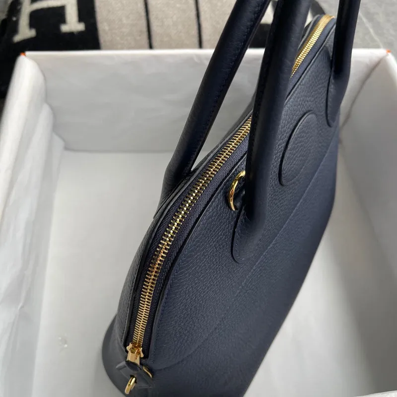 BOLIDE 31 CLEMENCE LEATHER BLEU NUIT WITH GOLD HARDWARE (GHW) - 4
