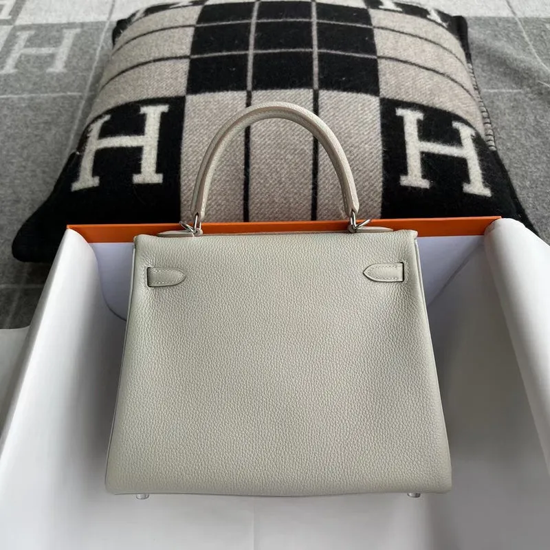KELLY 25 TOGO LEATHER PEARL GREY WITH PALLADIUM HARDWARE (PHW) - 2