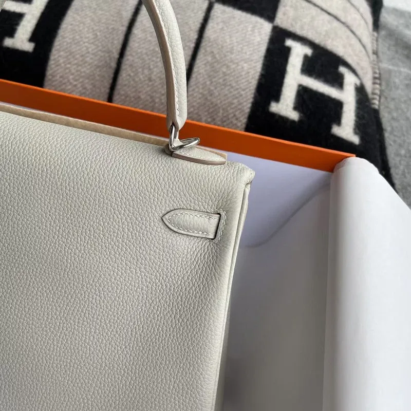 KELLY 25 TOGO LEATHER PEARL GREY WITH PALLADIUM HARDWARE (PHW) - 4