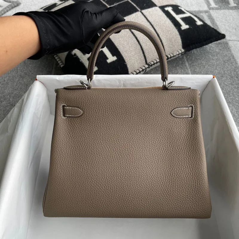 KELLY 28 RETOURNE TOGO LEATHER ETOUPE WITH PALLADIUM HARDWARE (PHW) - 2