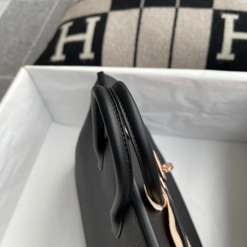BIRKIN 25 TOGO LEATHER NOIR (BLACK) WITH ROSE GOLD HARDWARE (RGHW) - 5