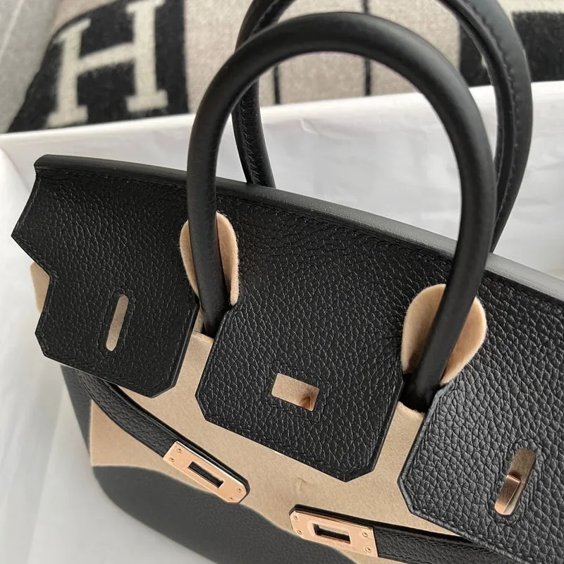 BIRKIN 25 TOGO LEATHER NOIR (BLACK) WITH ROSE GOLD HARDWARE (RGHW) - 2