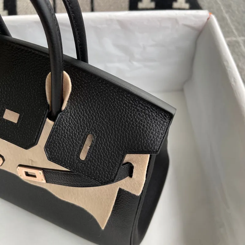 BIRKIN 25 TOGO LEATHER NOIR (BLACK) WITH ROSE GOLD HARDWARE (RGHW) - 6