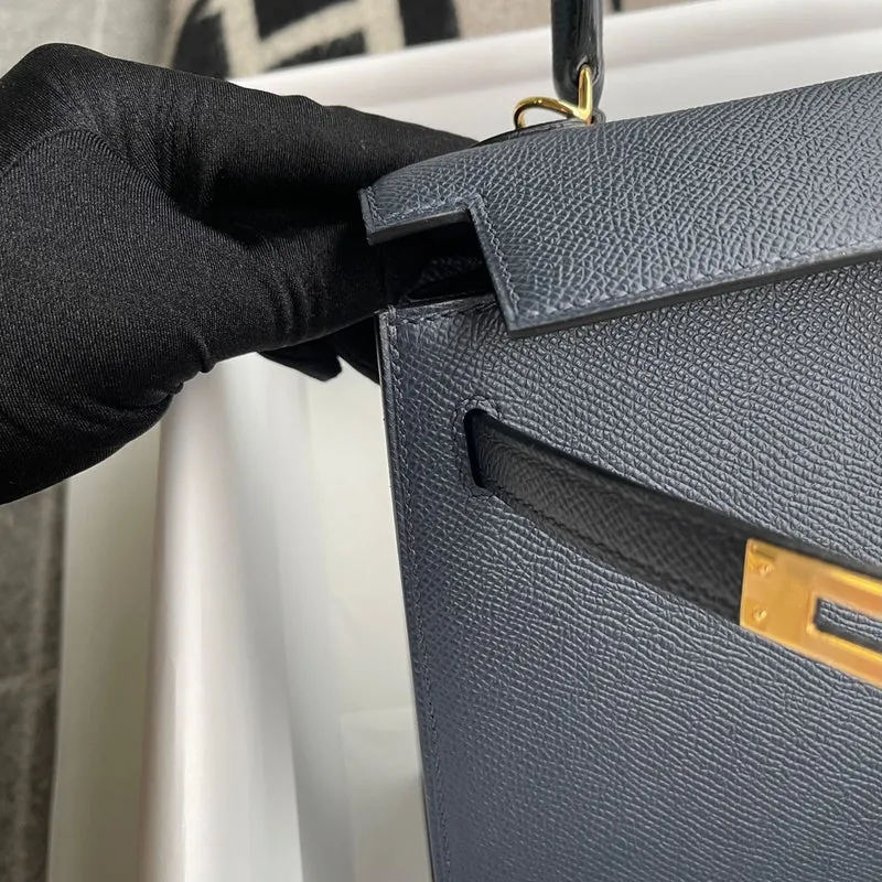 KELLY 25 EPSOM LEATHER BLEU NUIT WITH GOLD HARDWARE (GHW) - 4
